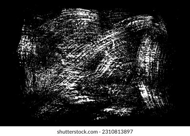 Scribble hand drawn in chalk on black background. Monochrome stain element. Digitally generated image. Vector illustration, Eps 10.