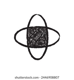 Scribble hand drawn in chalk on black background. Monochrome stain element. Digitally generated image. Vector illustration