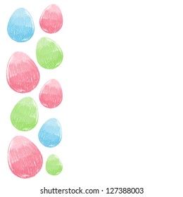 Scribble hand drawn design Easter eggs border frame