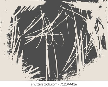 Scribble Hand Drawn Stain in Chalk on Chalkboard Background. Grunge Vector Texture Template. Dark Messy Dust Overlay Distress Background