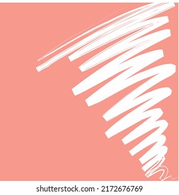 Scribble or handwriting like tornado with white ink and coral calming color on background