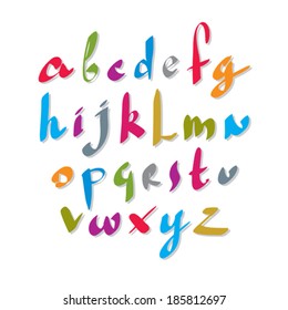 Scribble handwritten font, vector fresh brushed alphabet.