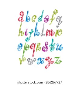 Scribble handwritten font, vector fresh brushed alphabet.