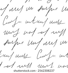 Scribble handwritten script text seamless pattern. Unreadable letter endless background. Vector Illegible note repeat cover. Diary poetry continuous ornament. Surface pattern design doodle