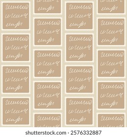 Scribble handwritten script text seamless pattern. Unreadable letter endless background. Patchwork Illegible note repeat cover. Diary poetry continuous ornament. Vector hand drawn illustration.