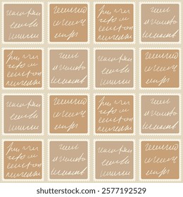 Scribble handwritten script text seamless pattern. Unreadable letter endless background. Illegible note repeat cover. Diary poetry continuous ornament. Vector hand drawn illustration.