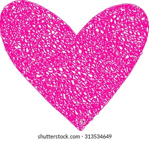 Scribble heart isolated on white background. Vector illustration. 