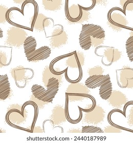 Scribble hearts pattern on spray brush backdrop