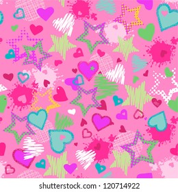 scribble hearts seamless background