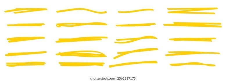 Scribble Highlights Markers. Yellow Marker line.