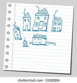 Scribble houses drawing