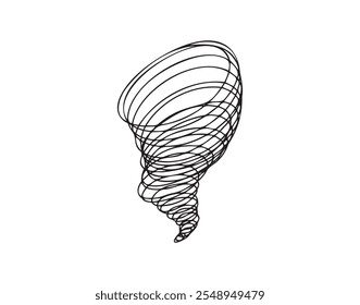 Furacão Scribble Mão desenhou ícone de rabiscar. Esboço preto contorno grosso e linha fina ciclone tornado cantar. Ilustração vetorial