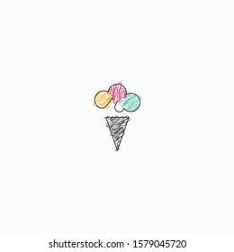 scribble ice cream logo vector concept with colorful and modern styles