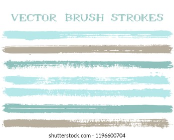 Scribble ink brush strokes isolated design elements. Set of paint lines. Grungy Ink brushe stripes isolated on white, vector color palette samples.