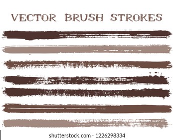 Scribble ink brush strokes isolated design elements. Set of paint lines. Advertising Ink brushe stripes isolated on white, vector color scheme samples.