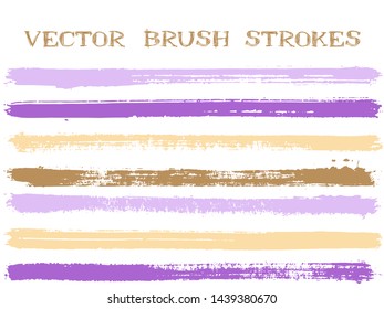 Scribble ink brush strokes isolated design elements. Set of paint lines. Advertising Ink brushe stripes isolated on white, vector color scheme samples.