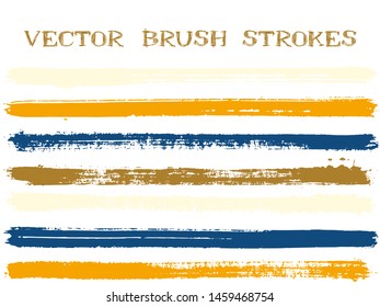 Scribble ink brush strokes isolated design elements. Set of paint lines. Advertising Ink brushe stripes isolated on white, vector colors guide book samples.