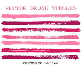 Scribble ink brush strokes isolated design elements. Set of paint lines. Urban Ink brushe stripes isolated on white, vector colors guide book samples.