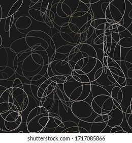 Scribble ink pen strokes effect seamless pattern. Vector illustration
