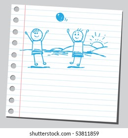 Scribble kids playing with a ball