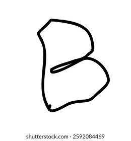 Scribble letter B of latin english language. Black font symbol in hand drawn doodle style. Vector illustration isolated on white background. For presentation, logo, branding, font, education.