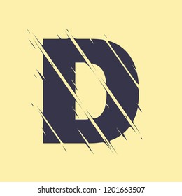 Scribble letter D isolated on yellow background. Adjustment possibility. Individual elements.