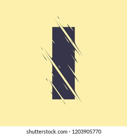 Scribble letter I isolated on yellow background. Adjustment possibility. Individual elements.