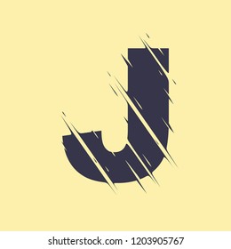 Scribble letter J isolated on yellow background. Adjustment possibility. Individual elements.