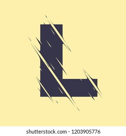 Scribble letter L isolated on yellow background. Adjustment possibility. Individual elements.