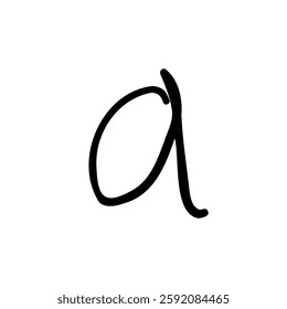 Scribble letter A of latin english language. Black font symbol in hand drawn doodle style. Vector illustration isolated on white background. For presentation, logo, branding, font, education.