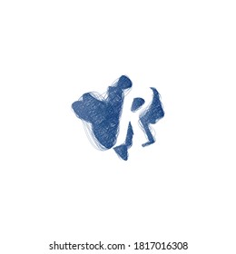 Scribble Letter R logo. Alphabet logotype vector design.