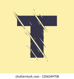 Scribble letter T isolated on yellow background. Adjustment possibility. Individual elements.