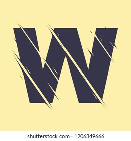 Scribble letter W isolated on yellow background. Adjustment possibility. Individual elements.