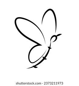 scribble line butterfly illustration, line drawing of butterfly vector elements