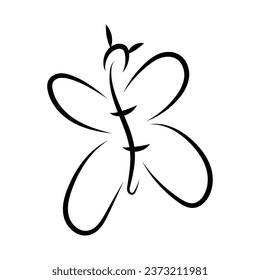 scribble line butterfly illustration, line drawing of butterfly vector elements