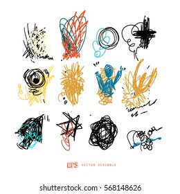 Scribble line design art elements. May use as brush.