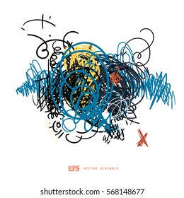 Scribble line design art elements. May use as brush.