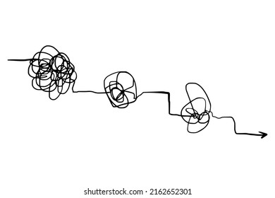 scribble line doodles. the concept of transition from complicated to simple, isolated on white background. vector illustrations