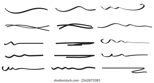 Scribble line set. Hand Drawn lines in Pencil