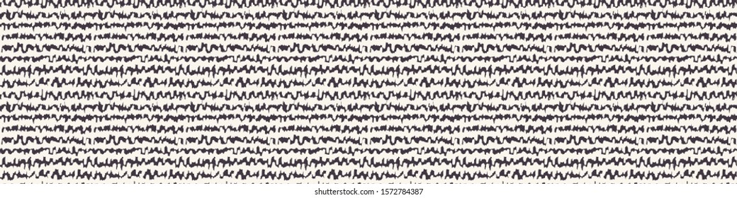 Scribble Line Stripe Banner. Rough Striped Texture Border Background. Ecru Seamless Pattern. Organic Horizontal Irregular Hand Drawn Wriggle . Vector EPS10