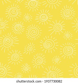 Scribble line Sun. Drawn simple Summer symbol pattern. Vector images