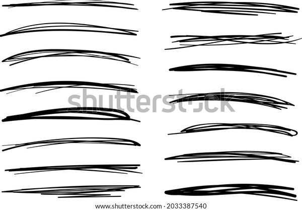 Scribble line underline stripe doodle hand\
drawn, pen paint, highlight mark, black ink scratch, grunge brush\
border for graphic\
design\
\
