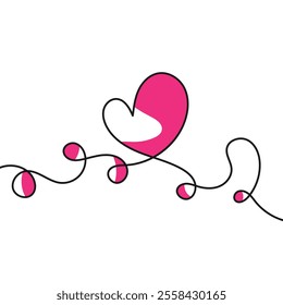 Scribble Line Valentines Heart Shape Design Vector