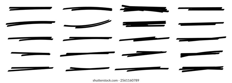 Scribble lines. Hand drawn scribbles doodles scrawls underlines isolated on white background.