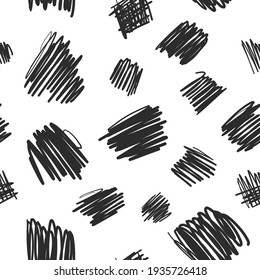 Scribble lines hand drawn seamless vector pattern. Chaotic lines ink dirty texture.