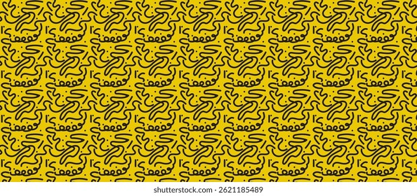 Scribble lines hand drawn seamless pattern.
Fun line doodle seamless pattern. Creative abstract squiggle style drawing background for children or trendy design with basic shapes. Simple childish 