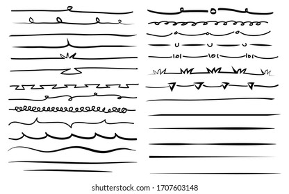 scribble Lines hand drawn vector set. doodle grunge brush stroke lines. isolated on white background. vector illustration