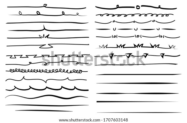 scribble Lines hand drawn vector set. doodle\
grunge brush stroke lines. isolated on white background. vector\
illustration