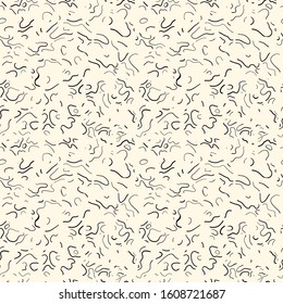 Scribble lines seamless surface pattern. Scrawl doodle print. Freehand linear texture. Modern sketch background. Handdrawn irregular amorphous outlines wallpaper. Vector abstract graphic