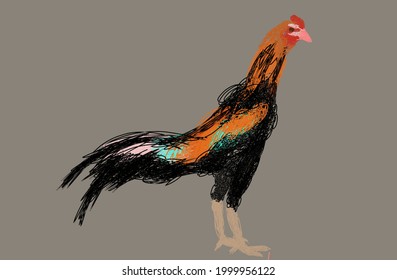 Scribble logo vector forming a rooster
